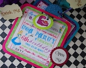 Alice in Wonderland Mad Hatter Tea Party Birthday Invitations