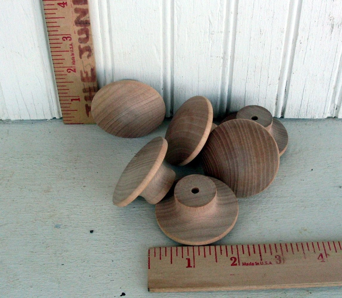 Wood Knobs New And Unfinished - 2 Inch Wooden- Door Knob - Drawer Knob