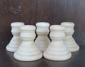Wood Candle Sticks - Unfinished 2-1/4 Inches French Country Style - Set Of Five