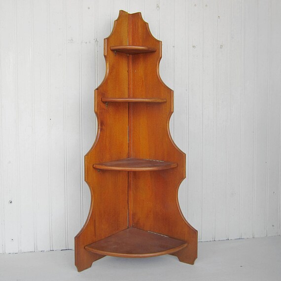 Vintage Corner Shelf Folds Flat Four Shelves by thejunkman