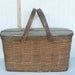 Vintage Wicker Picnic Basket With Metal Liner