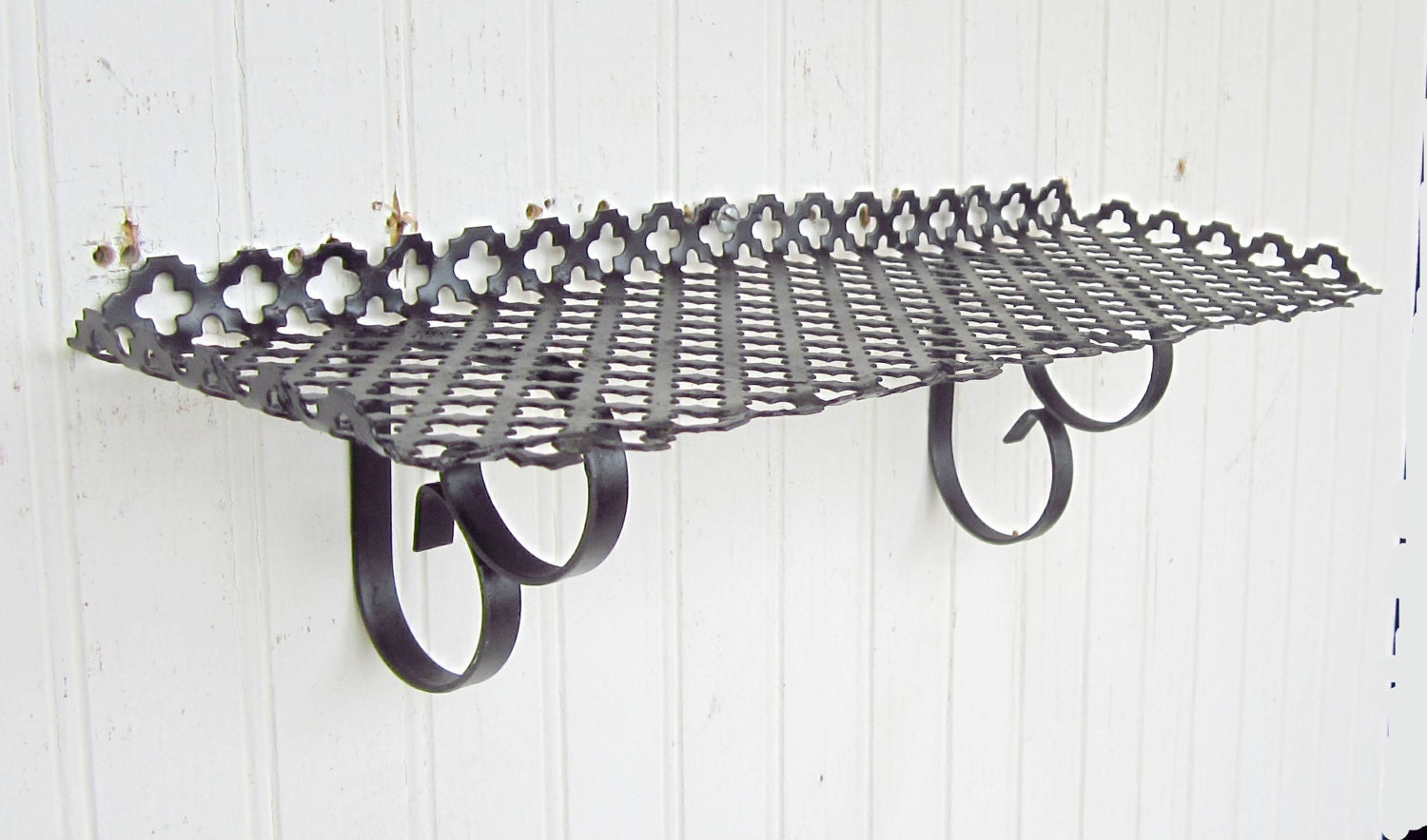 Vintage Decorative Punched Metal Shelf