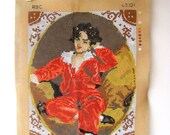 Vintage Needlepoint Tapestry Red Boy - ready to stitch