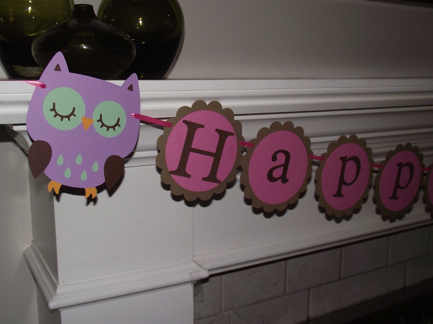 Happy 1st Birthday Banner - Hayley Wise Owl Collection, girl birthday, first birthday, owl decorations, owl birthday. owl theme