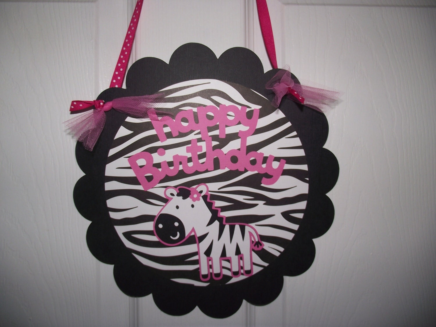 Happy Birthday Door Sign - ZEBRA THEME