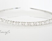 Bridal Headband Narrow Crystals and Pearls -- Wedding Headband