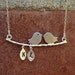 Custom Two Initial Necklace, Bird Necklace,Personalized Family Necklace, Mothers Jewelry, Valentines Day, Monogram, Couples, Initial Jewelry