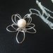 Wire Flower Pearl Necklace, Sterling Silver, Bridesmaid Jewelry, Bridesmaid Gifts, Birthday Gift, Wedding Jewelry, Bridesmaid Necklace