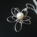 Wire Flower Pearl Necklace, Sterling Silver, Bridesmaid Jewelry, Bridesmaid Gifts, Birthday Gift, Wedding Jewelry, Bridesmaid Necklace