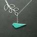 Bird Necklace, Silver Lariat Leaf Branch Necklace, Bird Jewelry, Teal bird necklace, Bridesmaid Necklace, Birthday Gift, Mother's Jewelry