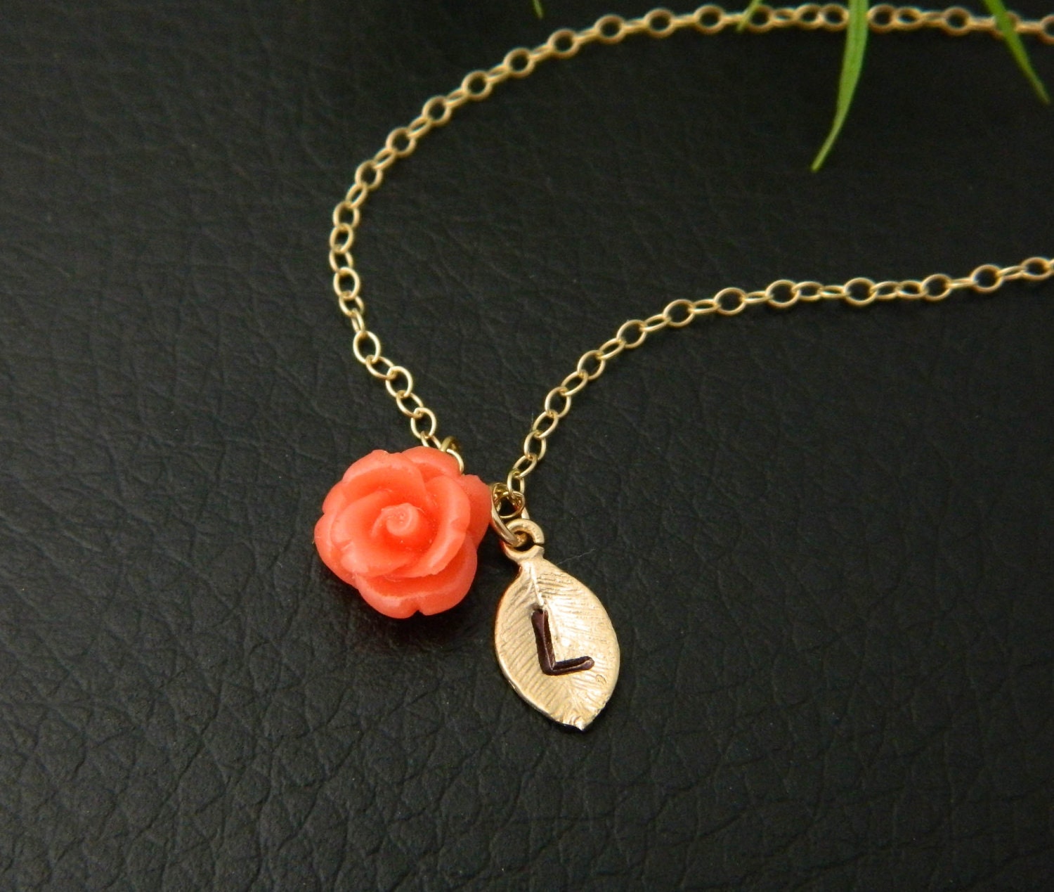 Initial Necklace, Flower Girl Gift, Children Jewelry, Flower Girl Necklace, Bridesmaid Gifts, Coral Necklace, Minimal Jewelry