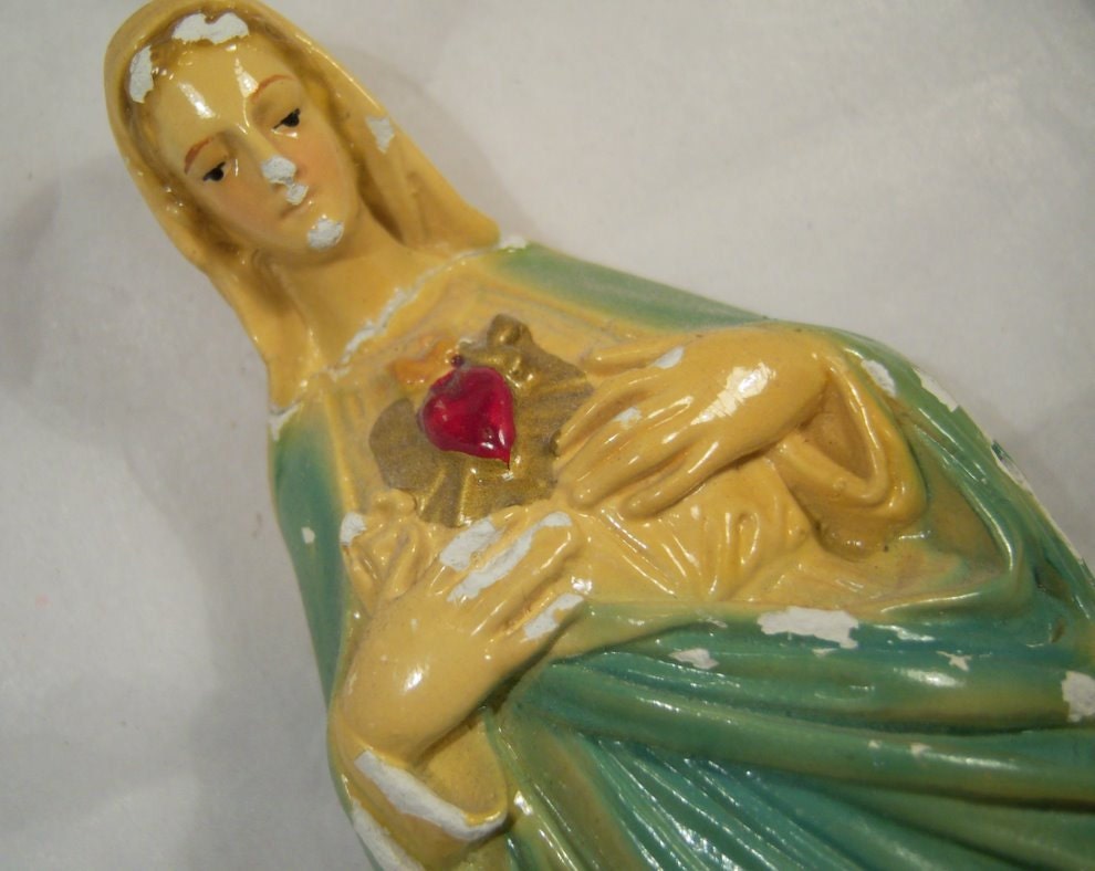 Vintage Italian Virgin Mary Sacred Heart