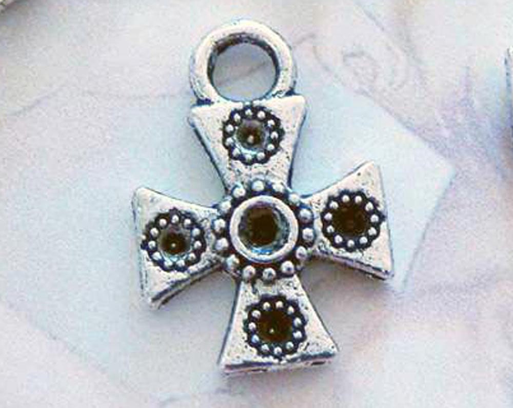 with pendants cross holes   double iron crosses 10 charms iron  sided charms silver cross