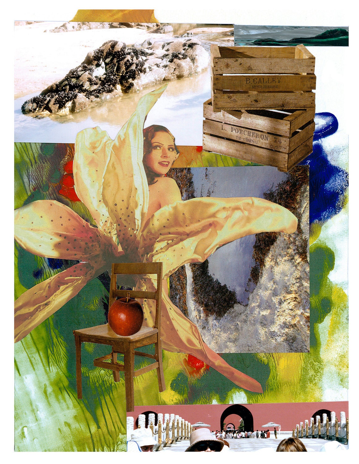 Golden Lady Lily loves Croc Rock. Collage - Limited edition print one of only 25. Free shipping - artsdesireable