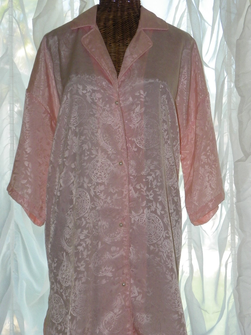 Vintage Pink Victorias Secret Dressing Robe White Pearl Shank Buttons MFG Tags Attached Large on Etsy