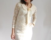 s a l e 60s Cream Lace Dress / 1960s Lace / Wedding Dress