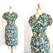 1950s Floral Dress / 50s Large Looped Collar / Deadstock