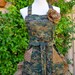 Camoflage Print Womens Full Apron - Military Inspired With Contrasting Leopard Ruffle and Pockets