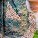 Camoflage Print Womens Full Apron - Military Inspired With Contrasting Leopard Ruffle and Pockets