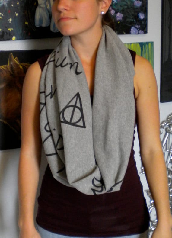 Custom for Kimberly Harry Potter Spells and Charms Infinity Scarf in Gray