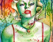 Undead Rainbow Celebrity Pin Up Portrait - Marilyn Monroe Zombie Doll by Carissa Rose 5x7