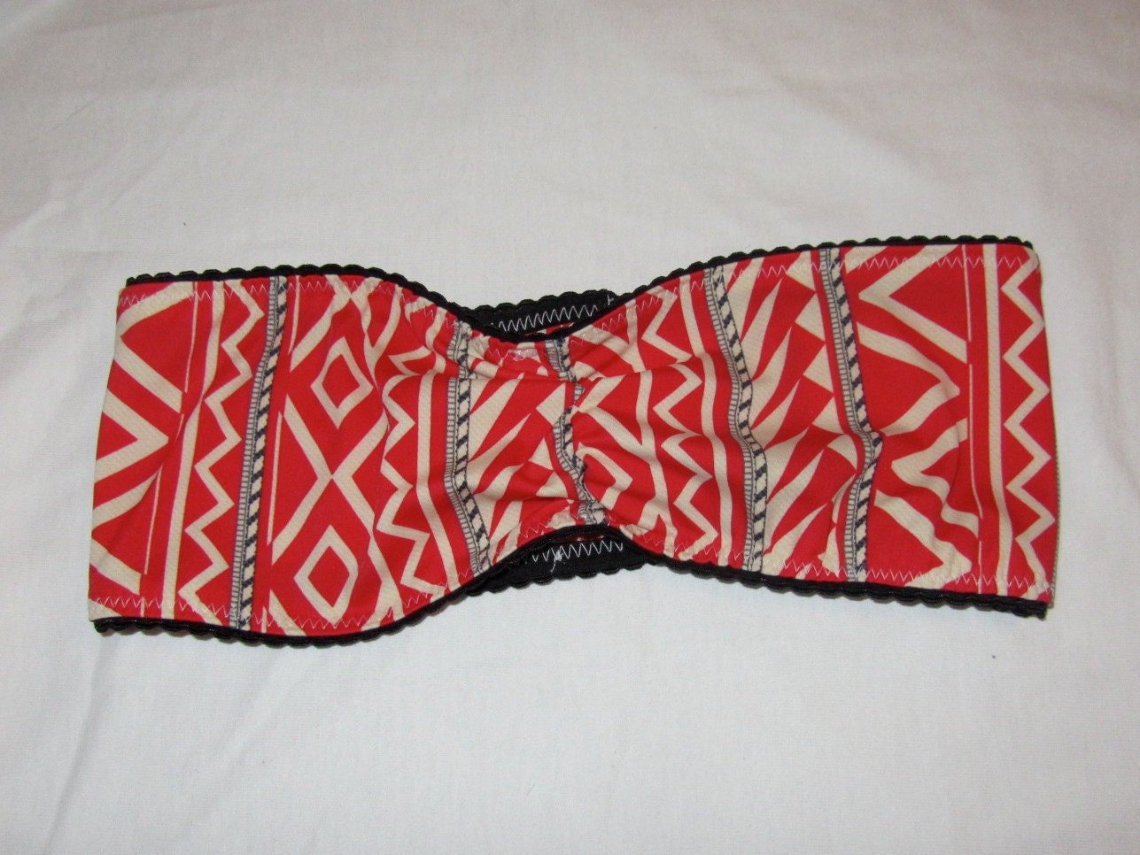 S Bandeau Bra Red Tribal Ethnic Triangle