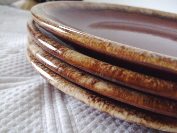 Hull Brown Drip Ironstone Dinner Plates by VintageMaryT on Etsy