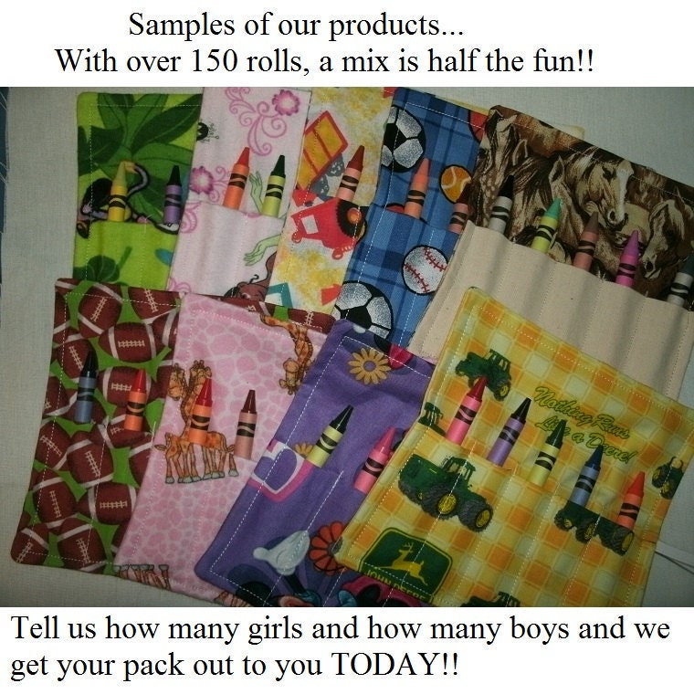 Birthday Party Favor, Crayon Rolls,  Pick you Own Mix Amount