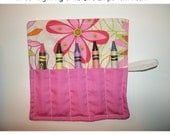 Hippie Birthday, Retro Pink, Flower, Crayon Roll, Party Favor