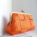 Tangerine silk clutch purse, woven clutch bag, summer bag