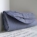 Nautical handbag. Navy blue and white stripe bow clutch. Wedding clutch. Made to order