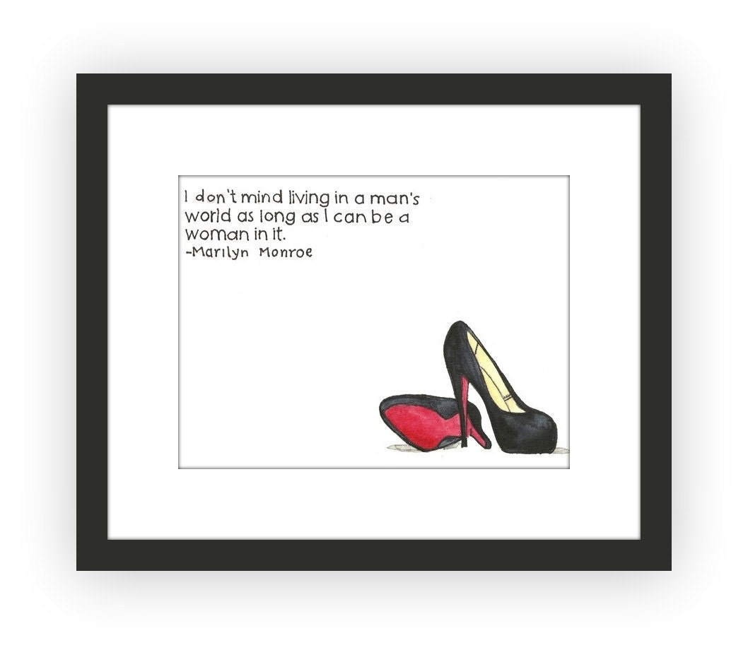 Marilyn Monroe Quote, 8x10 Art Typography Print, Christian Louboutin Pumps, Red Sole, Black Heels, Women, Fashion, Gift for Friend, Sister