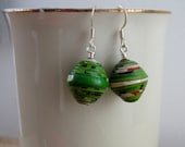 Big Green Recycled Paper Earrings