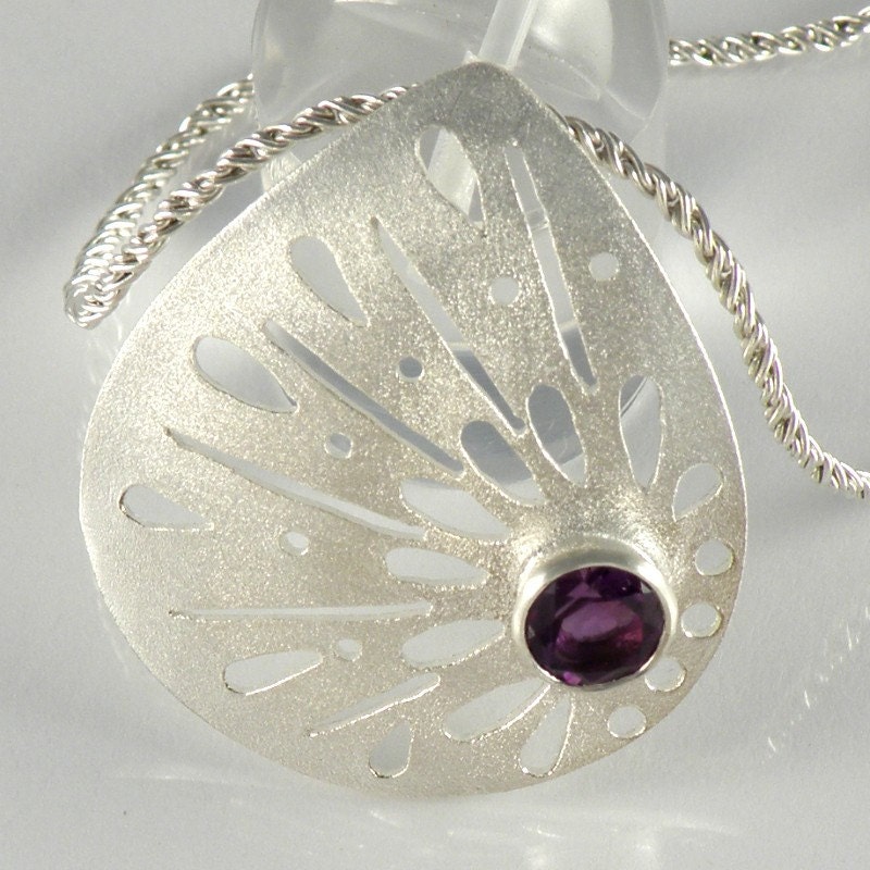 Amethyst Jewelry, Amethyst Sterling Silver Necklace, Gift For Women, Unique Pendant, Silver Lace Necklace, Purple Amethyst Necklace
