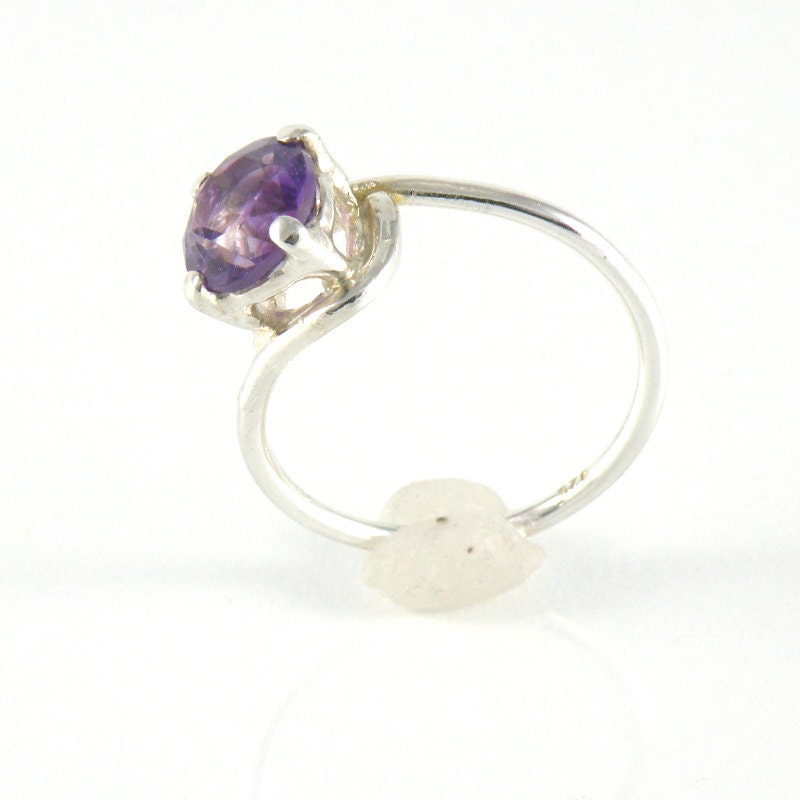 Amethyst Engagement Ring, Amethyst Sterling Silver Ring, February Birthstone, Faceted Amethyst Ring, Purple Gemstone Ring