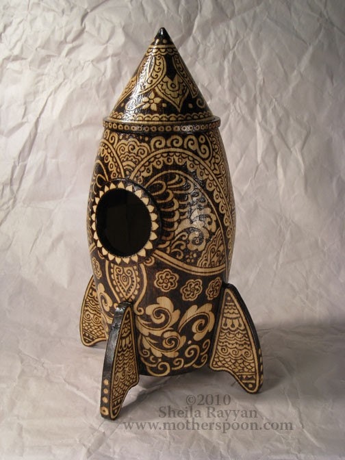 Pyrography Rocket Birdhouse