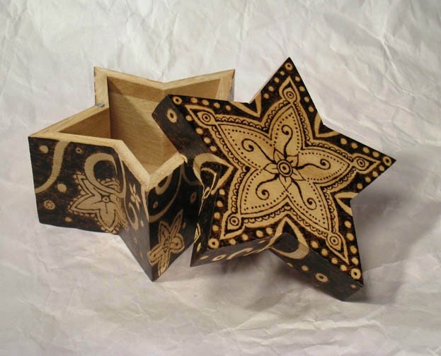 Star Box, pyrography