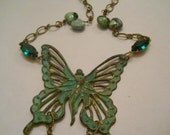 Fee Verte Green Fairy genuine turquoise French bohemian Children of the Revolution teal verdigris butterfly goddess necklace