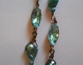 Océane sea goddess earrings genuine turquoise aquamarine rhinestone marquise freshwater pearll baroque briolette