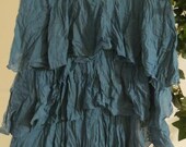 Mélusine water faerie jean skirt turquoise ruffled frou frou blue mermaid sea goddess Renaissance Denim Couture funky French bohemian Celtic