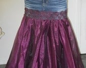 Chloé jean skirt dark purple satin tulle vintage lace bohemian goddess ballroom  violet Renaissance Denim Couture Made to Order