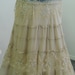 Isabelle jean skirt gorgeous ecru lace creamy crepe tiered ruffled frou frou Renaissance Denim Couture bohemian fairy goddess Made to Order