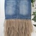 Petite Ballerine bohemian jean skirt taupe ruffled tulle ballerina mermaid faerie goddess Renaissance Denim Couture