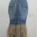 Petite Ballerine bohemian jean skirt taupe ruffled tulle ballerina mermaid faerie goddess Renaissance Denim Couture