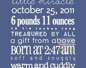 New Baby Girl Boy Birth Date Stats Newborn Nursery Birth Adoption Announcement Memory Sign Wall Subway Art . 8x10 // Customized Poster Print