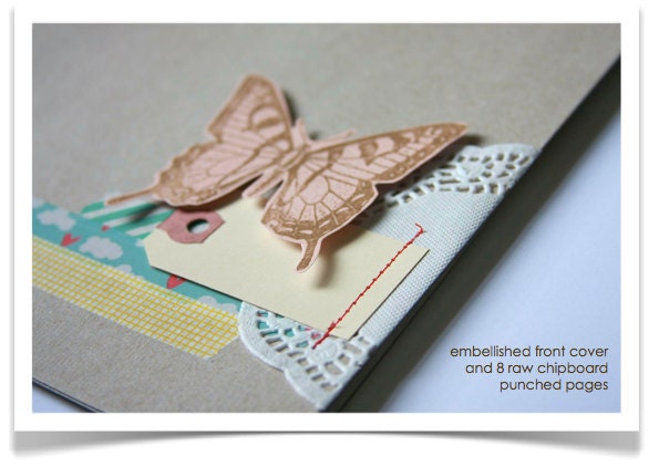 Art Journal . Smash Book . Pre-Made Ready to Scrapbook Photo Mini Album // Square 8 1/2" x 8 1/2" // Book Binder Hinge Ring Hole Punched