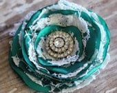 Turquoise and Lace Vintage Hair Flower
