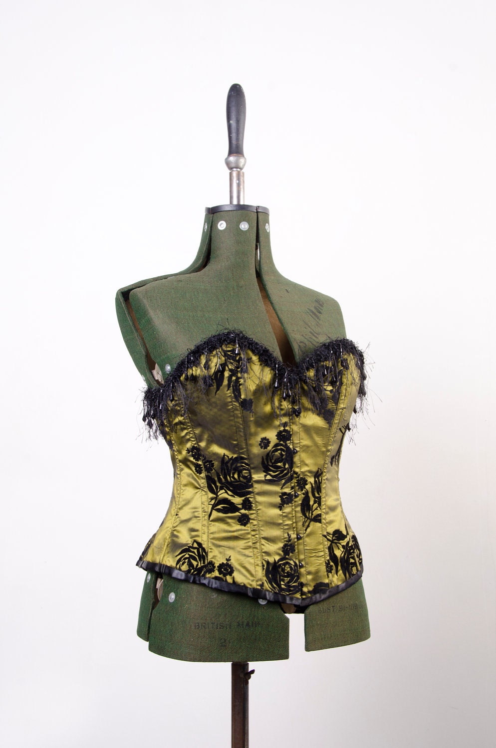 Deep green and black corset