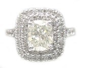 14k white gold cushion cut diamond engagement ring art deco 1.59ctw