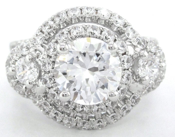 Round cut diamond engagement ring art deco 2.50ctw